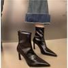 Fashion 2025 Spring Pointed Toe Women Modern Ankle Boots Fashion Soft Leather Short Booties Concise Stiletto High Heels Shoe Botas Mujer