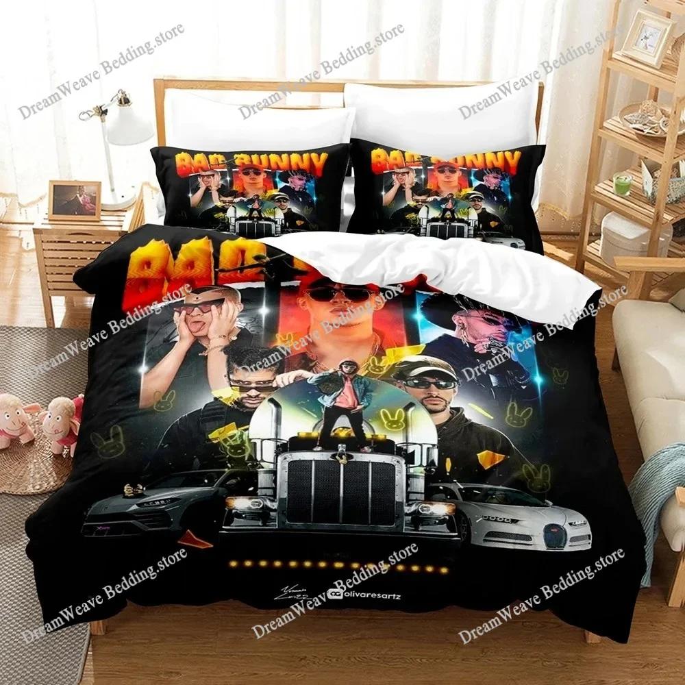 3D Print Popular Bad Bunny Bedding Set Un Verano Sin Ti Duvet Cover Comforter Bed Sets Gifts USA Size Twin Full Queen King
