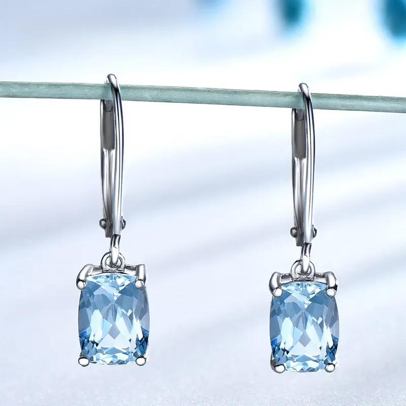 925 Sterling Silver Sky Blue Topaz  Earrings Elegant Gemstone Party Wedding Engagement  for Women  Fine Jewelry Gift Wholesale