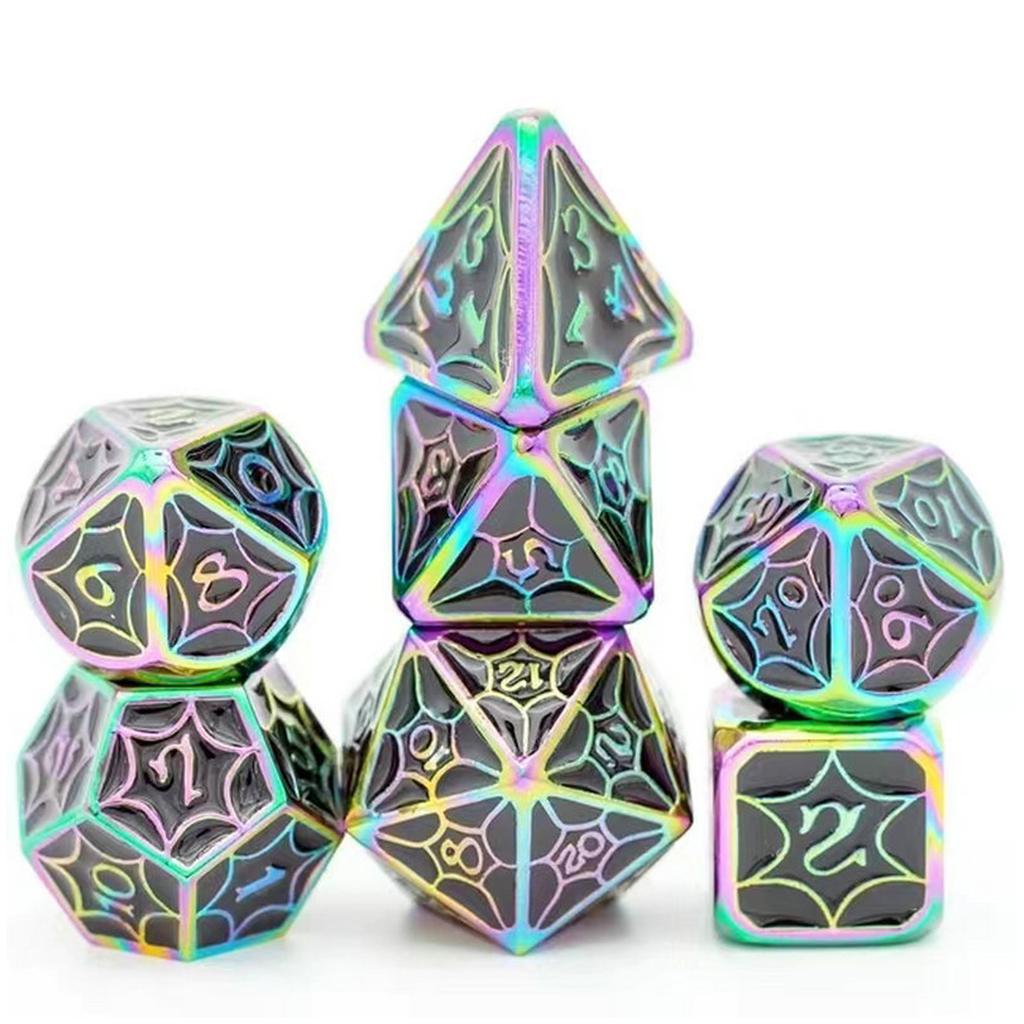 7Pcs Various Shapes Dices Different Number of Face Educational Toy Digital Number Alloy Dices Set For Party Family Game
