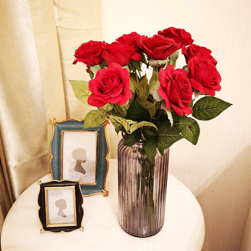 10Pcs Artificial Latex Roses Real Touch Flowers For Wedding Bridal Bouquet Home Decoration