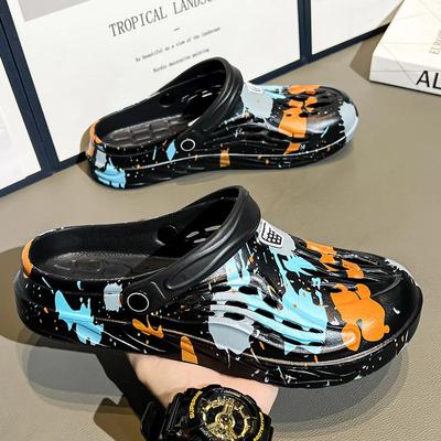 Fashion Big Size 49 Summer Men Slippers Fashion Thick Bottom Hole Shoes EVA Slippers Anti Slip Baotou Slippers Outdoor Beach Female Gard