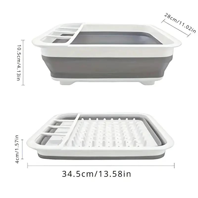 Large Capacity Foldable Drainage Storage Bowl Rack with Multi-Compartment Utensil Holder,Multifunctional Plate Organizer