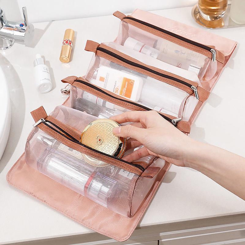 Detachable 4-in-1 Makeup Bag Portable Large Capacity Travel Toiletry Bag Dormitory Storage Bag Makeup Bag