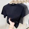2025 Summer Minimalist European Women's Short Sleeve Round Neck Cotton T-shirt