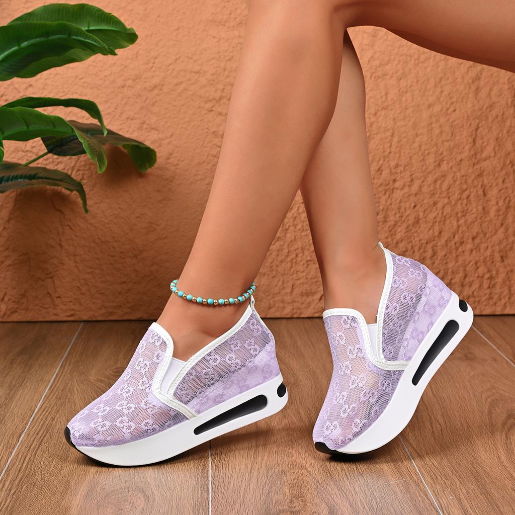 Fashion Woman Lightweight Sneakers Slip-on Platform Flat Loafers Ladies Casual Comfortable Elegant Mesh Shoes Outdoor Designer Sneakers