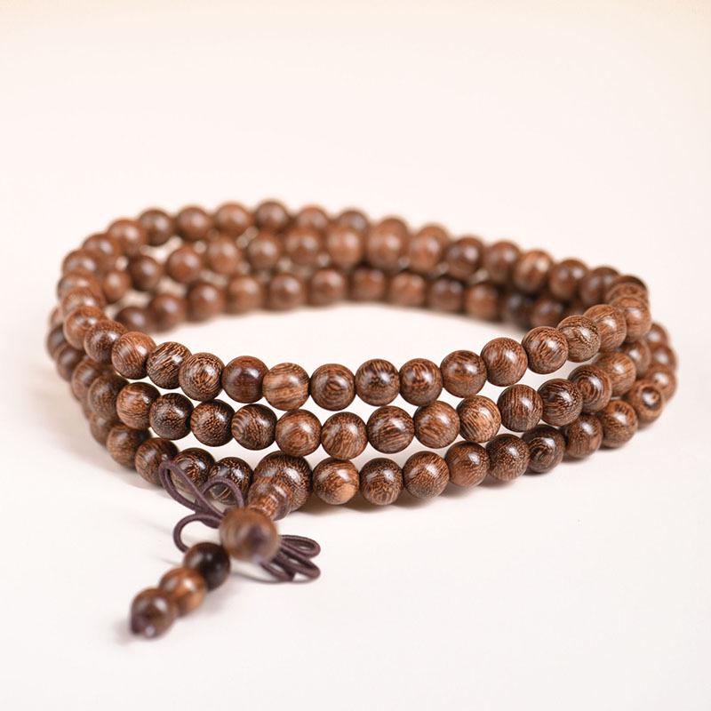 Authentic Sandalwood Buddhist Prayer Beads Bracelet - Ethnic Style Jewelry