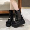 Fashion 8CM Designer Summer Platform Ankle Boots for Women Black White Mesh Breathable Sandals Casual Shoes Woman Thick Bottom Booties