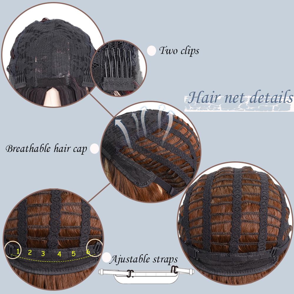 MISSQUEEN Ombre Brown Long Water Wave Wigs for Women Daily Wear Synthetic High Temperature Fiber Wig Blond Red Black Orange Wig