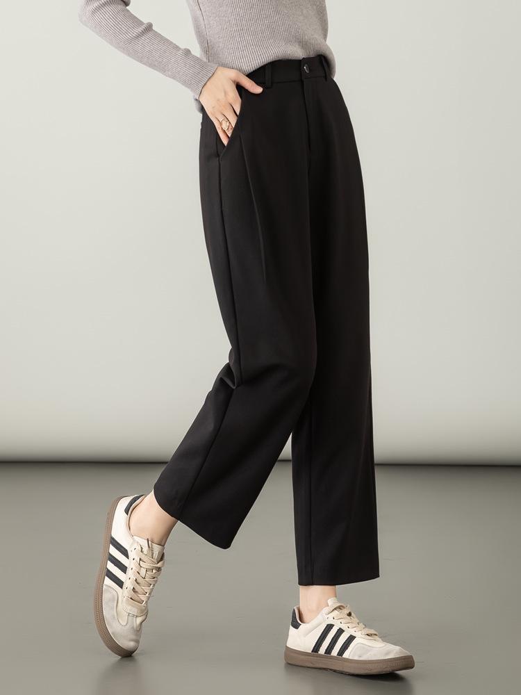 Lyocell Wool Women's High-Waist Slimming Black Harem Pants - Autumn 2025 Collection