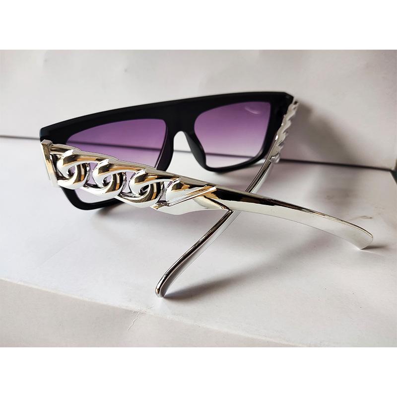 New Trend Sunglasses for Women Fashion Hip Hop Punk Gold Necklace Sun Glasses for Men Luxury Brand Design Eyeglasses Uv400