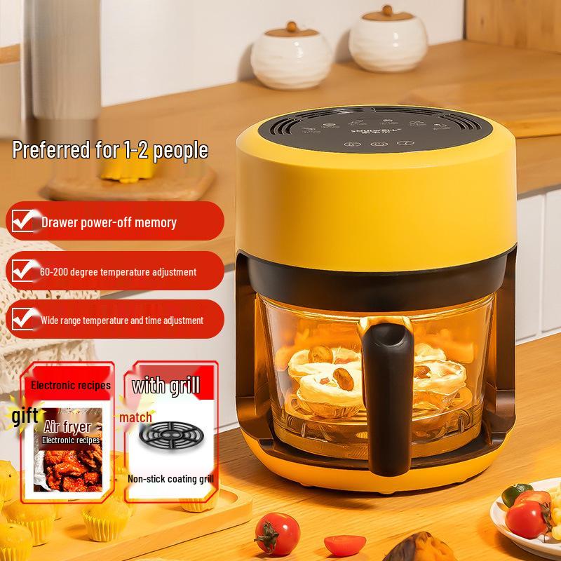 

Soulwell Mini Glass Air Fryer: 1-2 Person Oil-Free Electric Fryer for Home Use