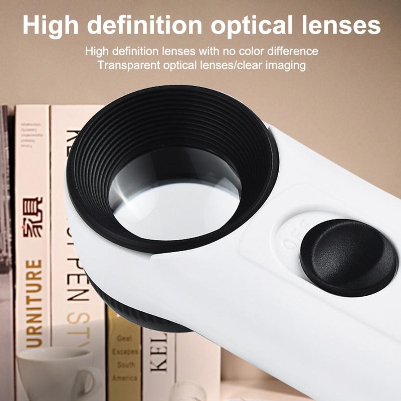40X Handlupe mit zwei LED-Leuchten Identifikation Schmuck Diamant Jade Spiegel HD Lupe