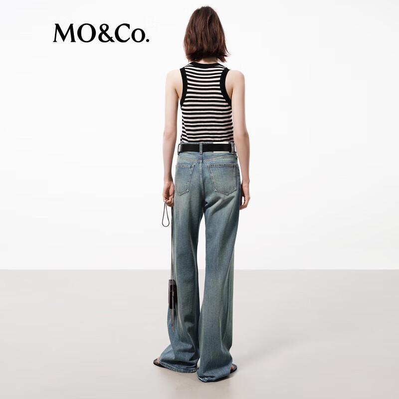MO&Co. Summer Retro Cotton Wide-Leg Denim Jeans