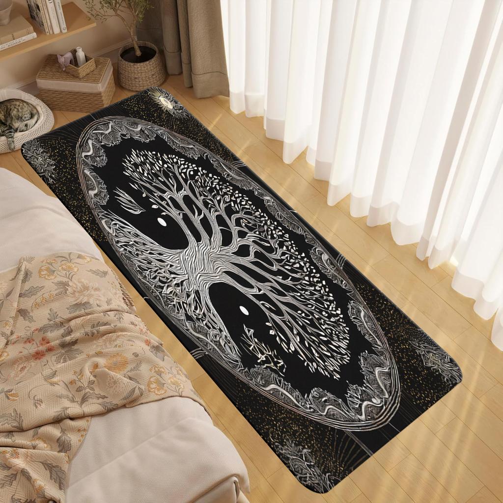 Black Bohemian Sun Moon Rug for Living Room Bedroom Soft Rug Non Slip Home Balcony Entrance Decorative Doormat