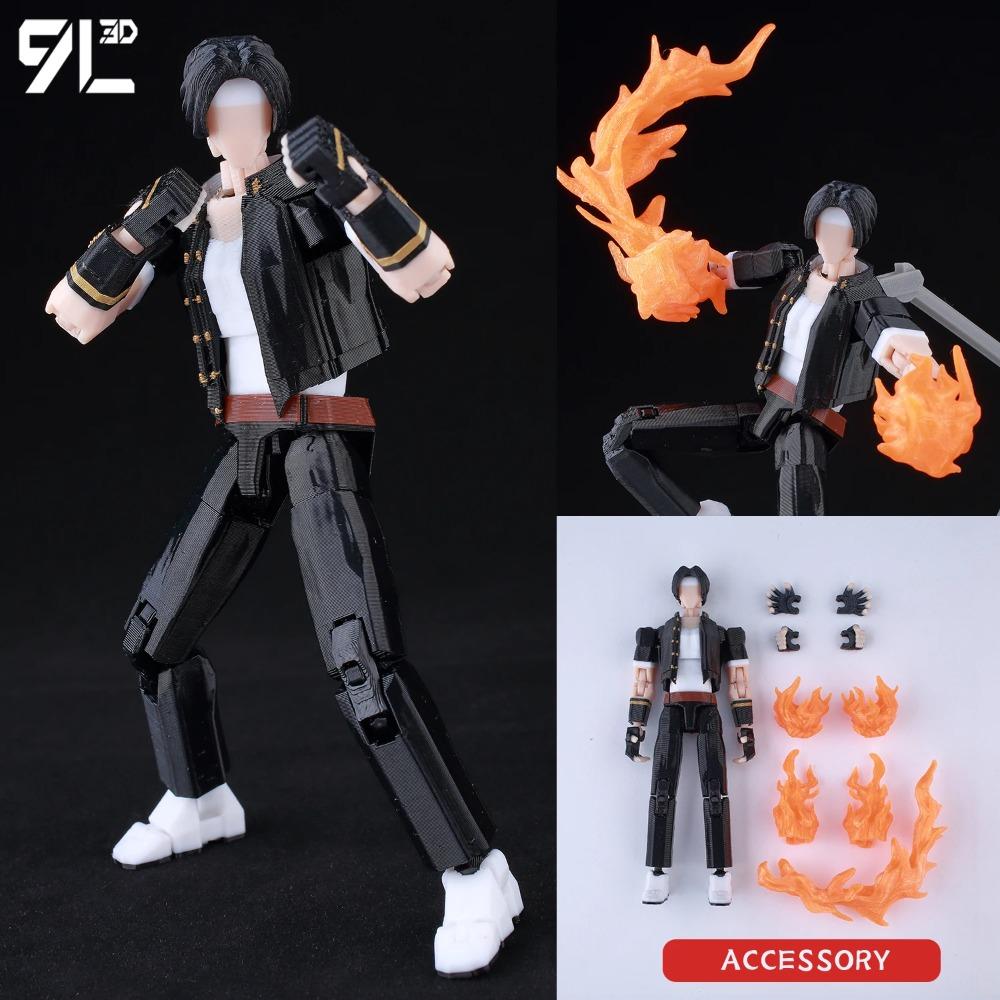 9L3D Lucky13 Kyo Kusanagi Action Figure Dummy13 Orange Fire Effect T13 Multi-Jointed Poseable Collectible Model Toy Titan13