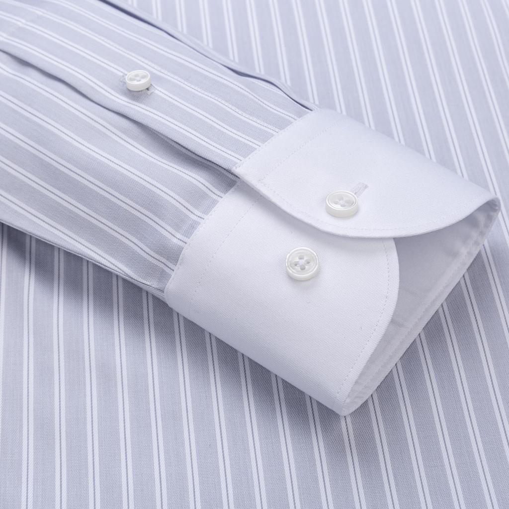 Long Sleeve Dress Wide Dark No ES4086 [Enshe] Men's Shirt, Stripe, Blue, Iron, Business, Casual, (#39, Gray)
