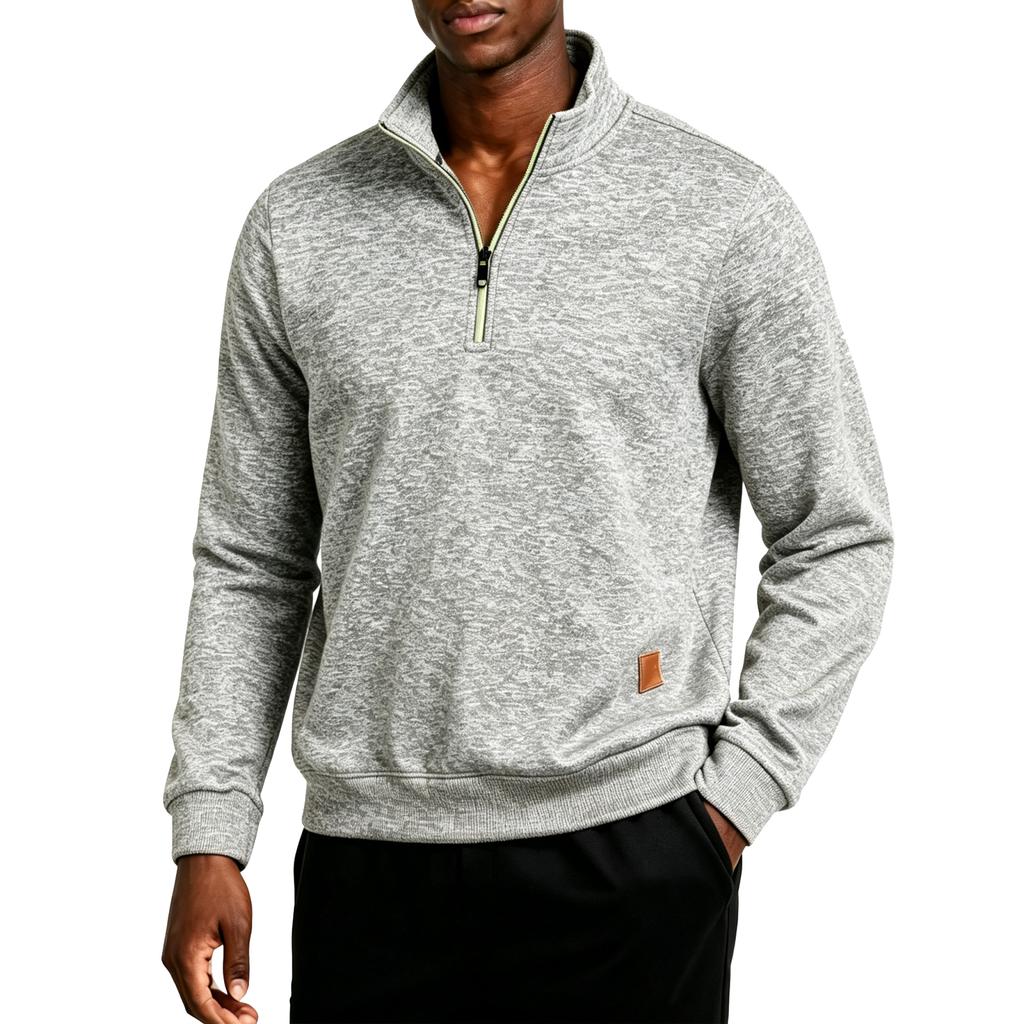 Men's Knit Pullover with Stand Collar and Light for Casual Wear