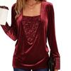 Women's Color Fashionable Casual Gold Velvet Long Sleeved Pullover Top