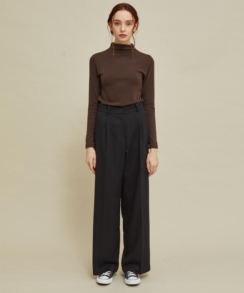 Manavis Seven Fw Long Wide Slacks Black