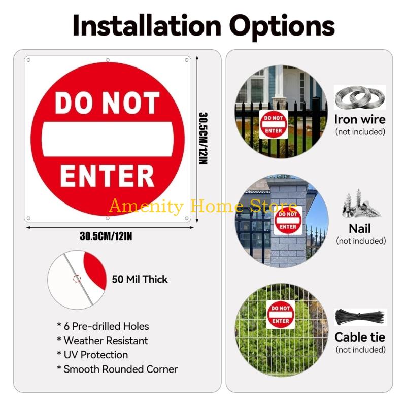 F26C 8 Piece Do Not Enter Sign Sticker Quick Installation No Entry Decal Warning Label with Adhesive Backing for Door Window