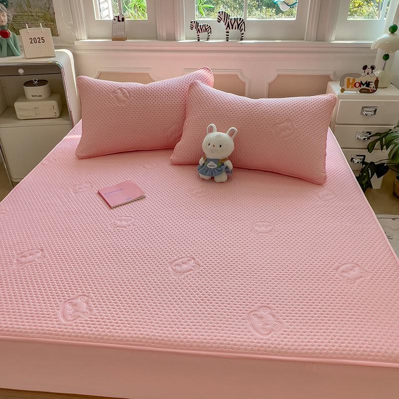 New Quilted Fitted Sheet, Washed Cotton Single Piece All-inclusive Bed Cover, Mattress Protector, Dormitory Single All-inclusive Bed Sheet