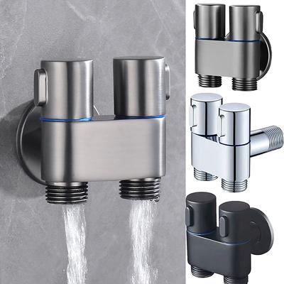 Bidé Máquina de lavar roupa Válvula triangular Três vias Uma entrada Duas saídas Torneira de controle duplo Calibre G1/2 polegada Preto Prata Cinza