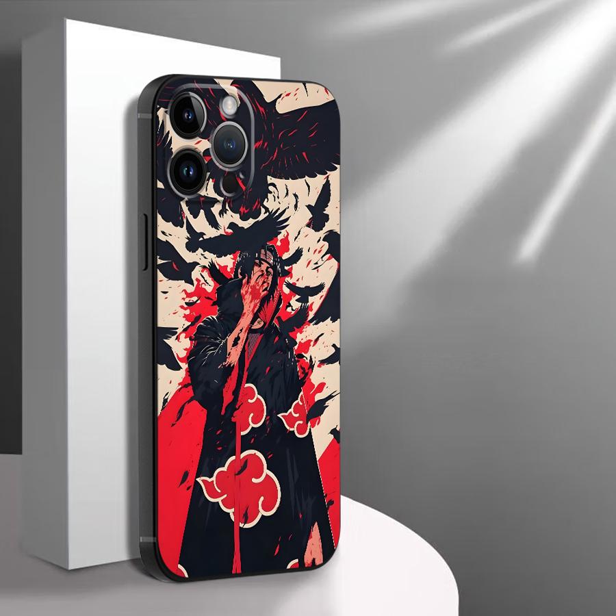 Case for iPhone 15 16 14 Plus 7 8 13 12 11 17 Pro Max XS Max XR 17Air Black Soft Phone Cover Cool Uchiha Itachi