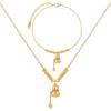 Elegant Geometric Fu Character Gourd Necklace & Anklet Jewelry Set in Titanium Steel
