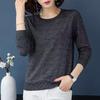 Shiny and Glittering Thin Sweater for Women Loose Knitted Sweater for Autumn Round-neck Pullover Long-sleeved Top
