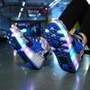 Runaway Shoes New Mesh Four-wheel Children's Luminous Charging Roller Skates Deformed Wheel Shoes