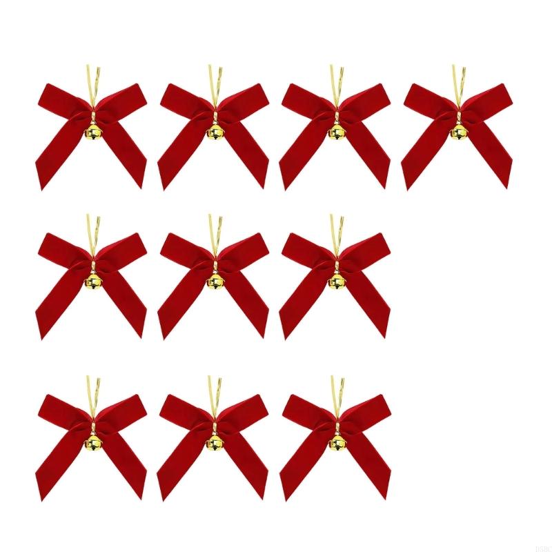 10Pcs Velvety Bowknot Hnaging Ornament with for Christmas Tree Decoration