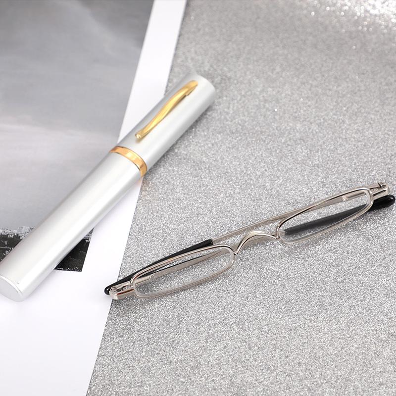 

Очки для пресбиопии с держателем для ручки, Портативные очки для пожилых людей высокой четкости, Модная и износостойкая металлическая оправа 2.50 серебряный