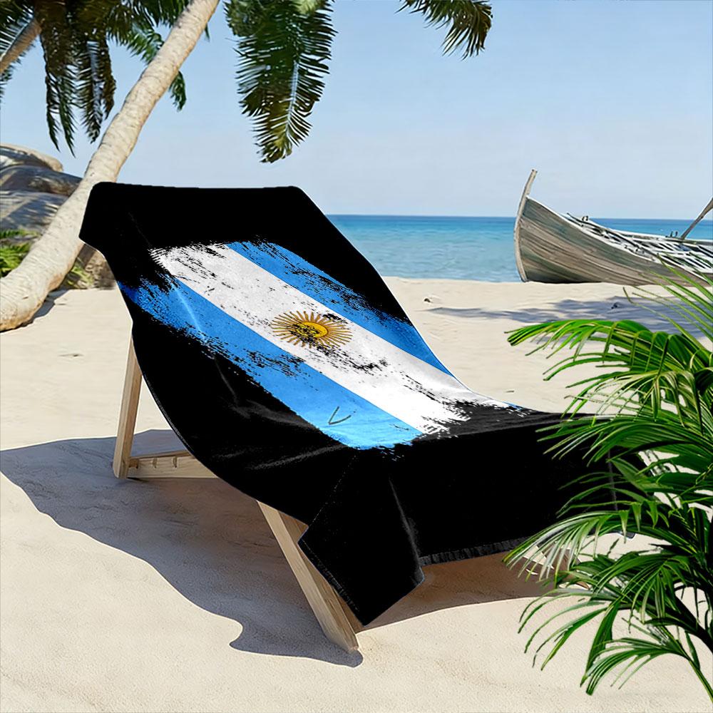Giant Beach Towel with Argentina Flag Distressed Print, Quick Dry Microfiber, Soft Absorbent, for Beach Pool Fan Gift