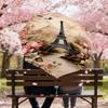 1PC Eiffel Tower Flowers Umbrella-8-Rib Reinforced, Automatic Open, Lightweight & Durable, Cute Fashion Accessory for Outdoor, Beach, or Casual Use, B