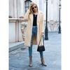Ladies', Medium Length, Lapel, Woolen Jacket, Long Sleeved, Solid Color, Loose Fit, Casual Jacket