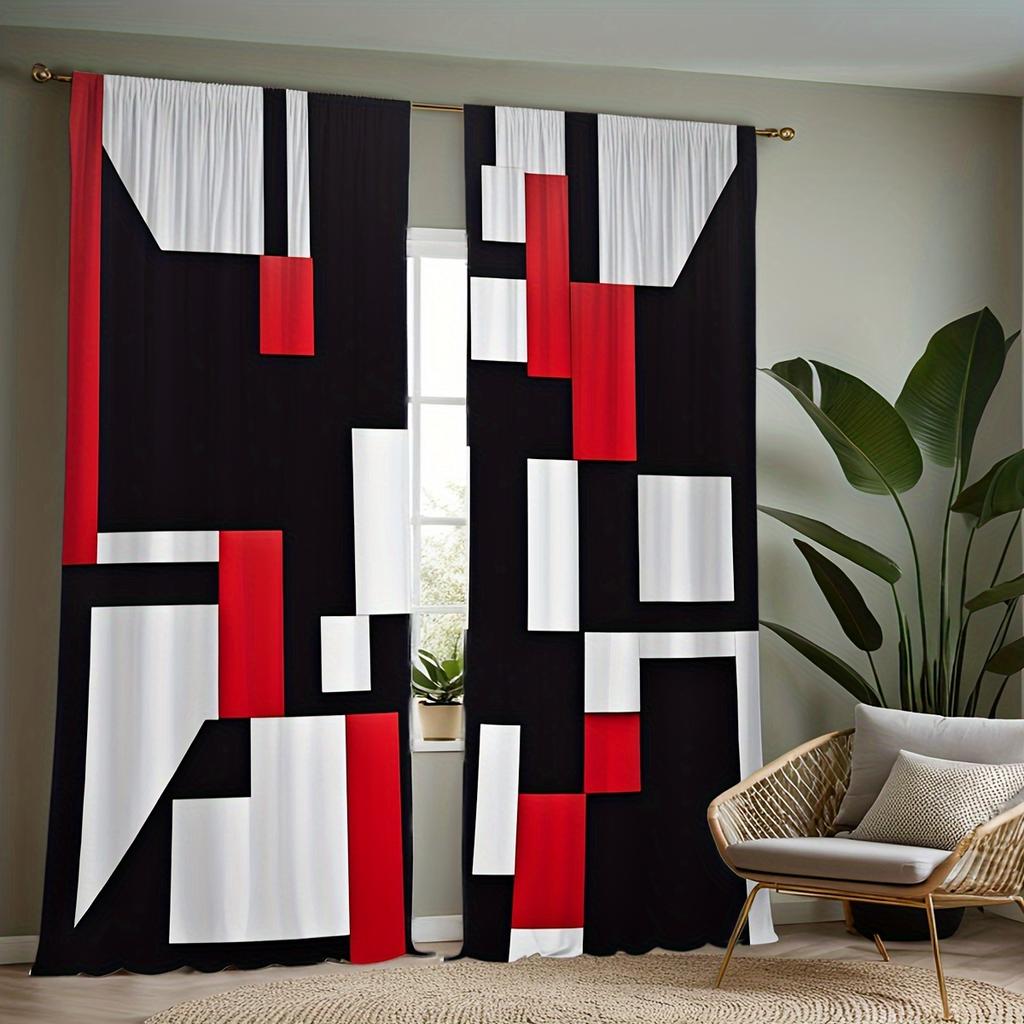 Geometric Pattern Design Drapes Decor Drapes Window Treatments For Bedroom Living Room Home Decoration Room Decor