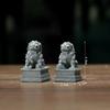 2Pcs Traditional Craft Guardian Lion Statue Sandstone Desktop Adornments  Zen Room