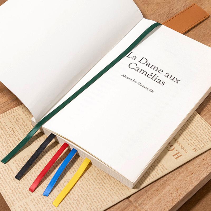 Colorful Ribbon Pu Leather Bookmark Reusable Delicate Ribbon Bookmarks Multi-Purpose Long Tassel Bookmark Student Stationery
