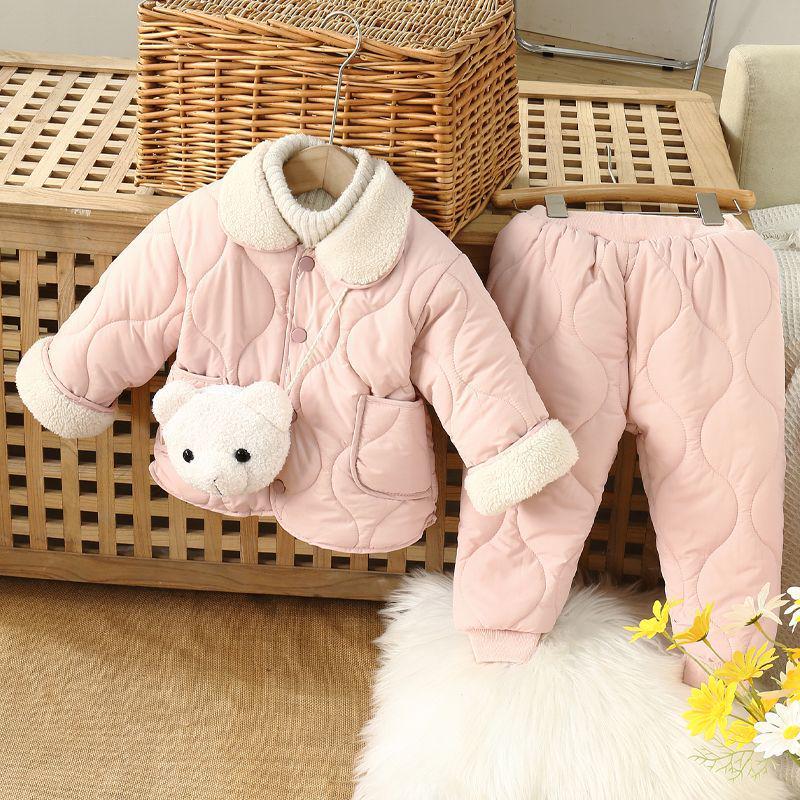 2025 Herbst/Winter Mädchen Baumwollanzug mit Fleecefutter: Modischer, verdickter Mantel für kleine und mittlere Kinder mit super niedlichem Baumwollfutter