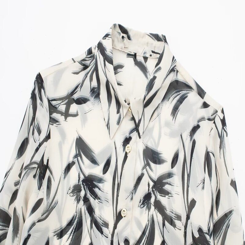 Fashion Style 2023 Autumn and Winter New Arrival Women's Clothing Temperament Wild Flower Print Shirt 9343294 070