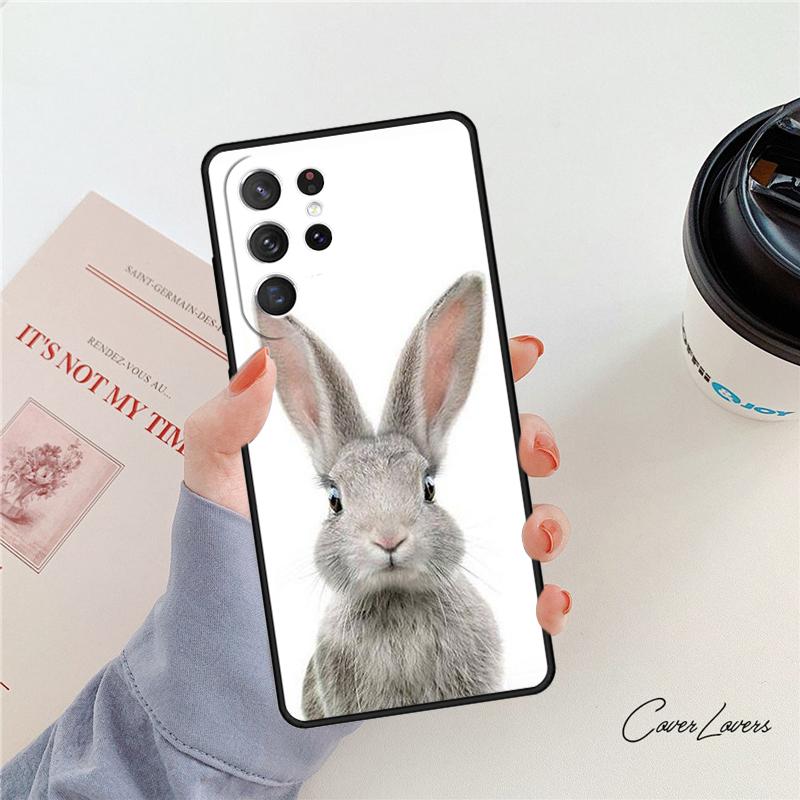 Bunny Rabbit Night Sky Moon Phone Case For Samsung Galaxy S24 S25 S23 S22 Ultra Note 10 20 Plus S20 S21 FE Cover