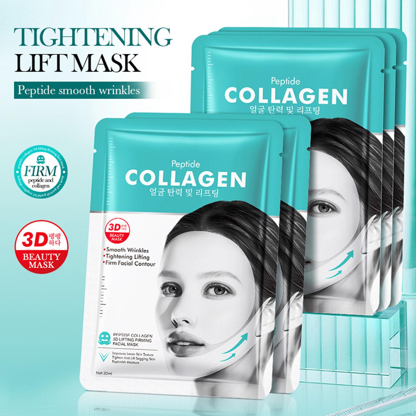 

5 Sheets Collagen 3D Tightening Mask – Hydrating Face Care for Women, Lifting All Skin Types One Size белый
