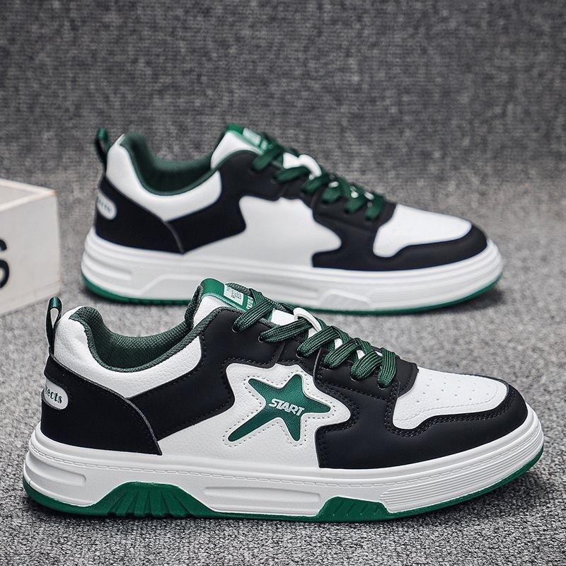 Men's Shoes Spring Casual Board Shoes Leather Surface Versatile Trend Sports Shoes Youth Fashion Student Shoes Soft Sole White Shoes