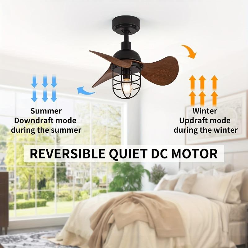 1 Stück Deckenventilatoren mit Lichtern, 6 Geschwindigkeiten, 22-Zoll-Deckenventilator mit Fernbedienung, mit geräuschlosem umkehrbarem Gleichstrommotor, geeignet für kleine Räume