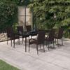 Ensemble à manger de jardin 7 pcs Marron et noir