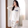 Women'S Pajamas Long-Sleeved Pure Cotton Pullover Simple Set Loose Large Size Casual Cotton Loungewear