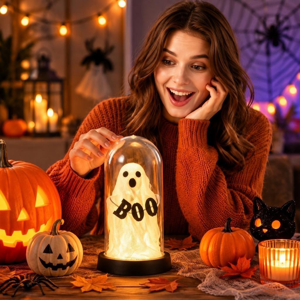 Halloween Light Tabletop Decoration Battery Operated Shaped Prop for Indoor Scene Setup