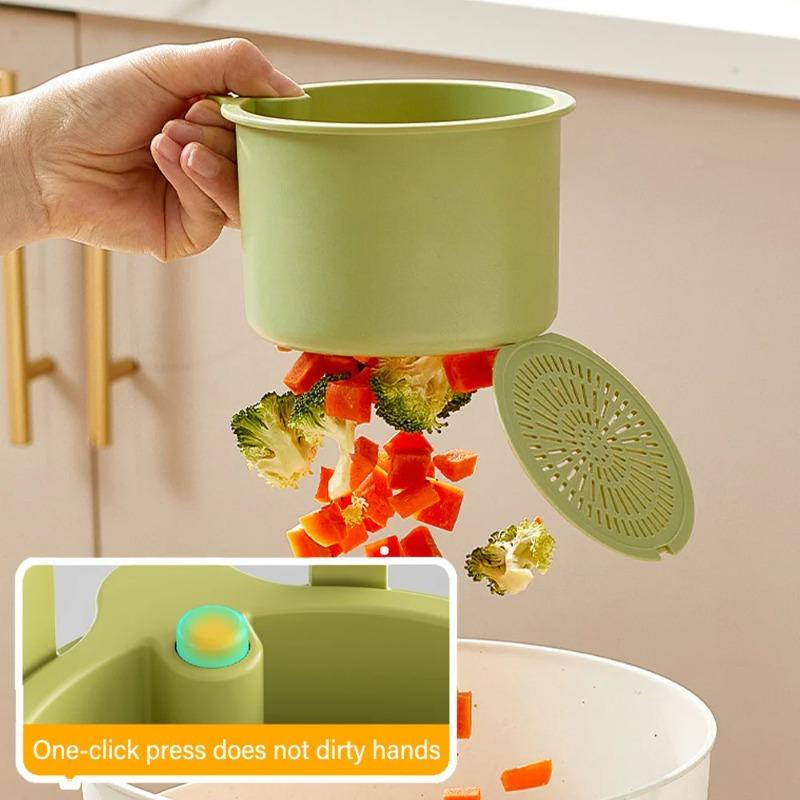 2 IN 1 Kitchen Sink Strainer Stopper One-click Opening Hanging Filter Basket Dishwasher Sink Strainer Quickly Drain Storage Tool