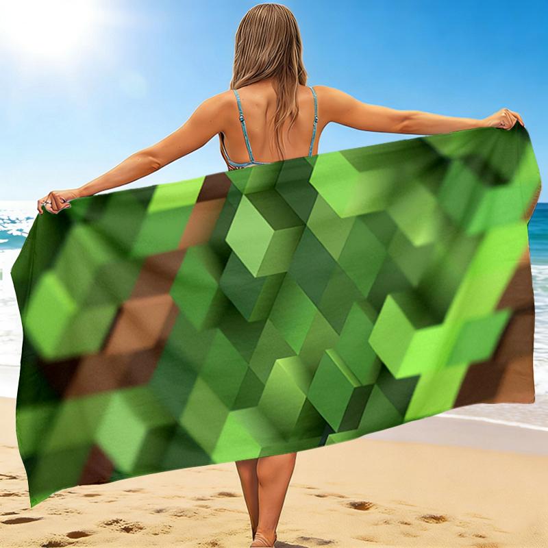 1Pc Cubescape Beach Towel, Quick Dry, Multi-Use for Beach Pool Gym Yoga Home Travel, Christmas, Halloween, Xmas Gift M928738